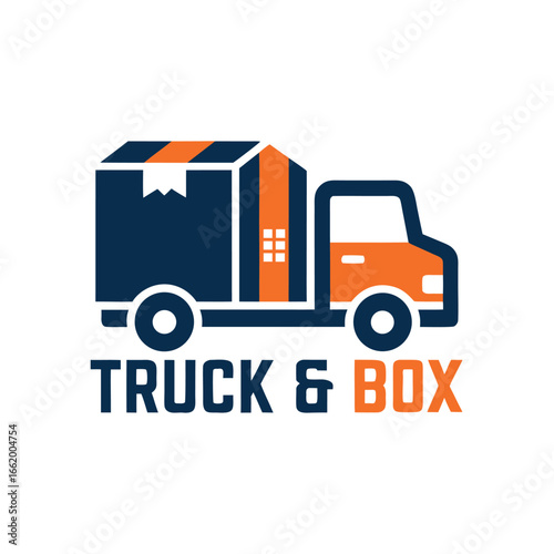 Truck and Box Delivery Service Logo Design