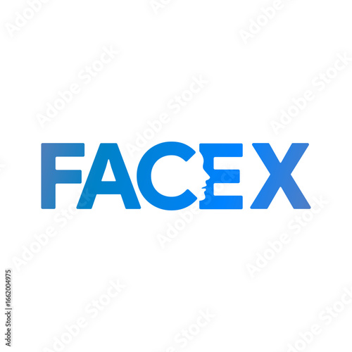 Face X Logo Design, Realistic Face Icon with Letter X, Modern Branding Symbol