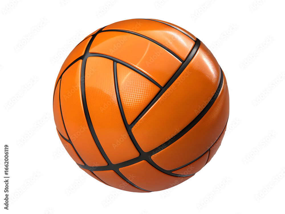 Obraz premium Close up of a bright orange volleyball with black seams against a black background