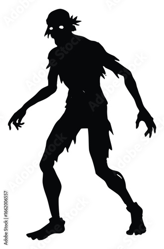 Spooky Halloween Zombie Silhouette Illustration Perfect for Creepy Designs and Horror Themes