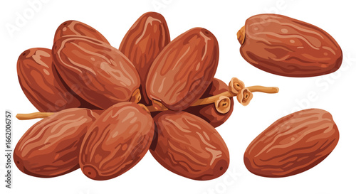 Artistic depiction of vibrant dates, highlighting their natural texture and color showcasing the sweetness of dates in a visually appealing manner