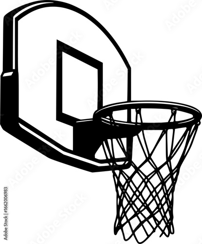 black and white basketball hoop

