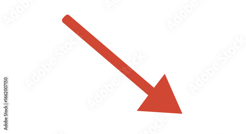 Geometric indication: Red directional arrow symbol on white, design for simple navigation assistance and attention grabbing graphic element usage