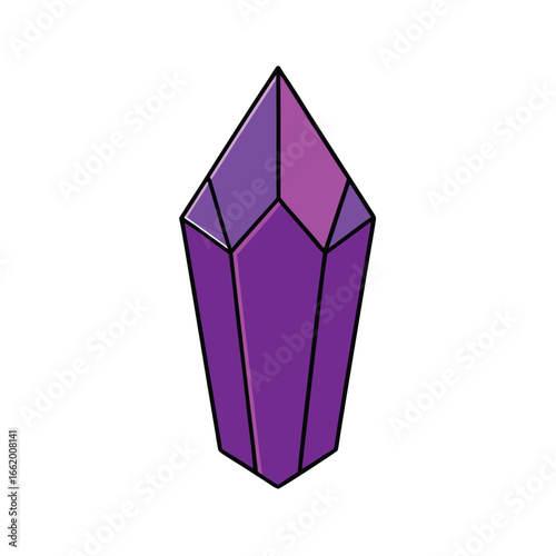 Vibrant Purple Amethyst Crystal Stylized Vector