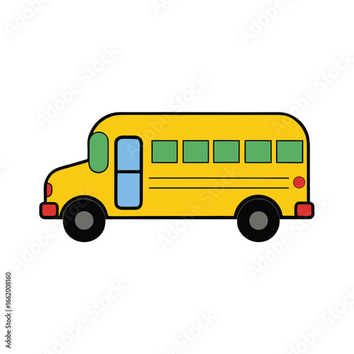Vibrant Yellow School Bus Cheerful Cartoon Illustration