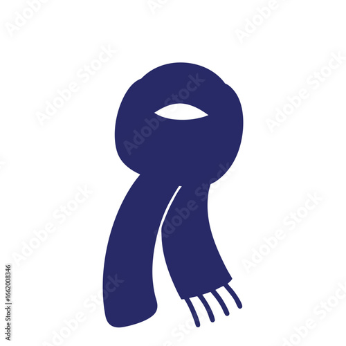 Blue Wool Scarf Cozy Illustration of Knitted Fabric