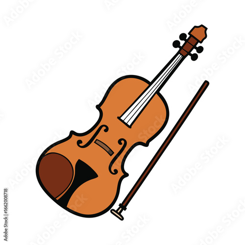 Classic Brown Violin Stylized Vector Illustration