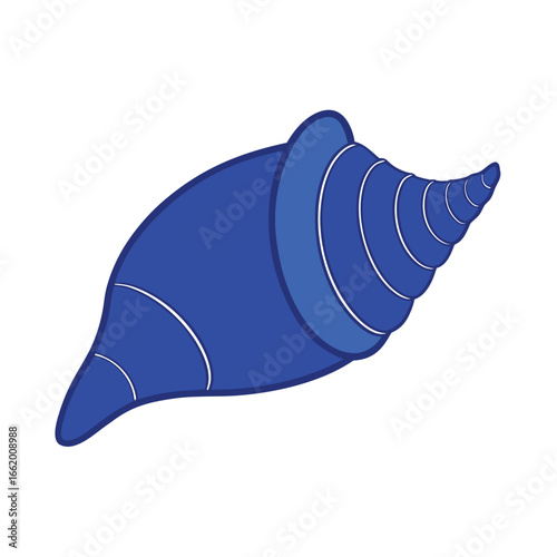 Deep Blue Conch Shell Elegant Vector Illustration