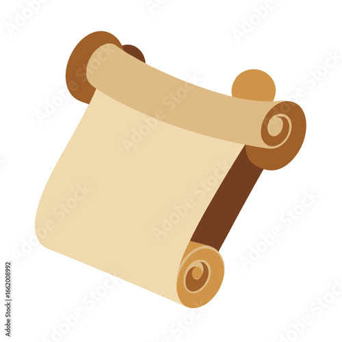 Classic White Scroll Illustration of a Rolled Paper