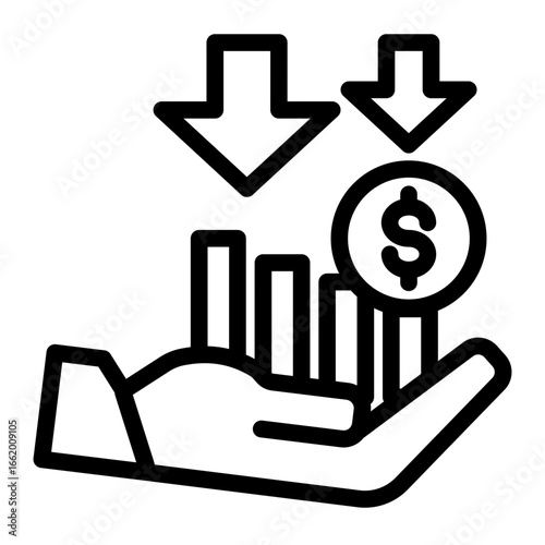Financial Decline Reduction Setback icon from the Financial Projection icon collection (Outline Style)