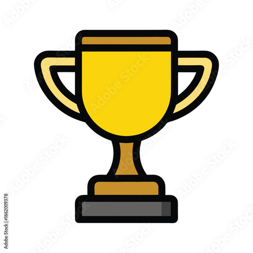 Golden Yellow Trophy Cup Shiny Cartoon Illustration