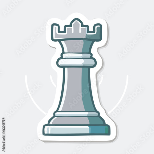 A detailed illustration of a chess piece, specifically the rook, in a sticker style.