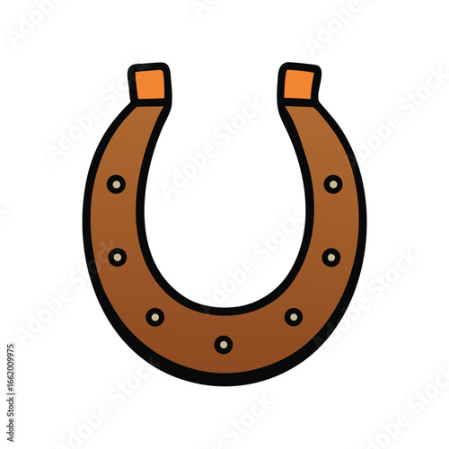 Rustic Brown Horseshoe Clean Vector Illustration