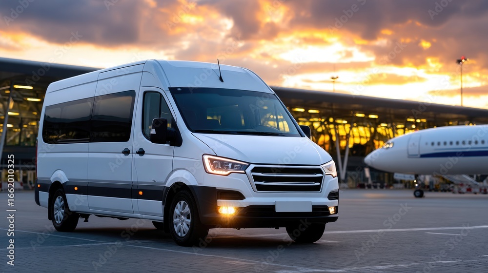 White Minibus at Airport White Minibus at Airport