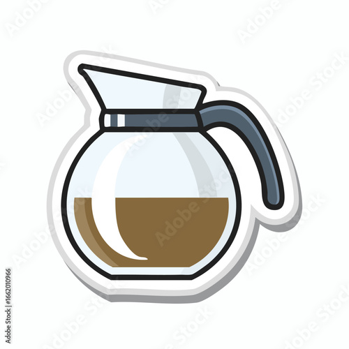 A detailed illustration of a glass coffee pot filled with brewed coffee.