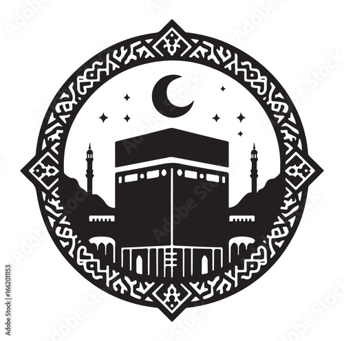 Black and White Kaaba Vector Design