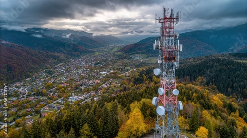 autumn mountain valley cell tower