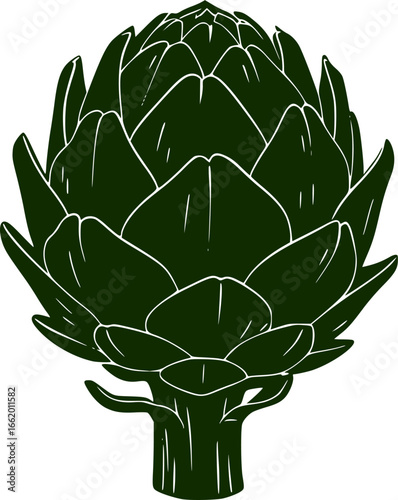 Artichoke Silhouette - Elegant Black Outline of Artichoke Vegetable
