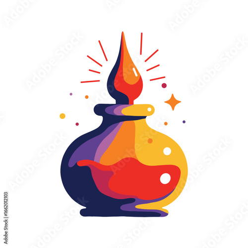 Colorful magical inkwell with sparkles and vibrant design  