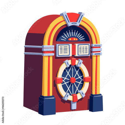 Vintage jukebox in colorful design with retro styling  