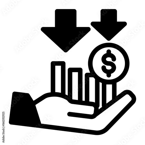 Financial Decline Reduction Setback icon from the Financial Projection icon collection (Mixed Style)