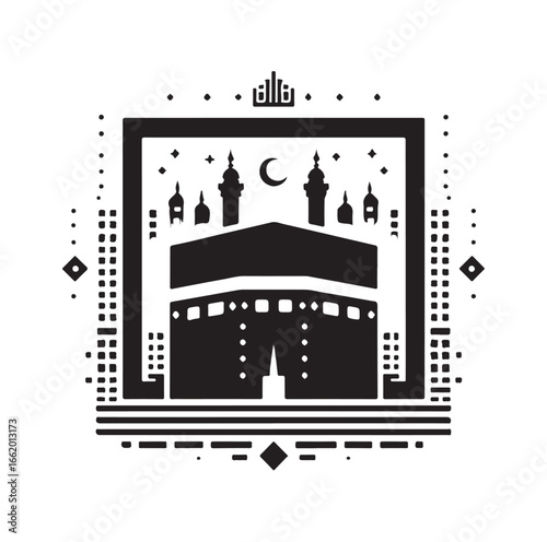Black and White Kaaba Vector Design