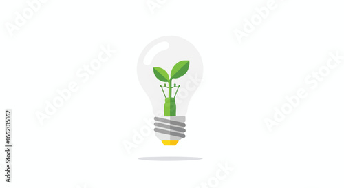 Sustainable energy concept showcasing a seedling growing inside a light bulb symbolizing renewable resources and ecological innovation