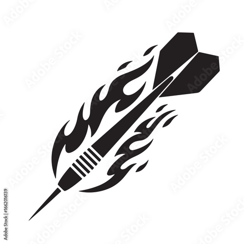 Black dart with flame design vector illustration for gaming or competition concepts