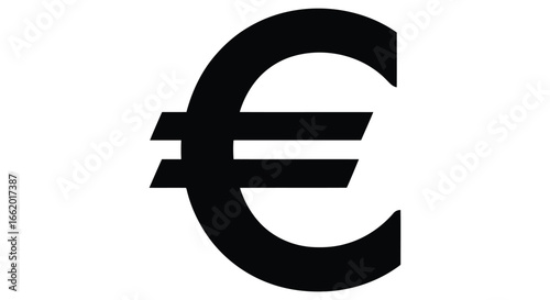 Bold black euro symbol clearly displayed against a clean representing currency and finance vector