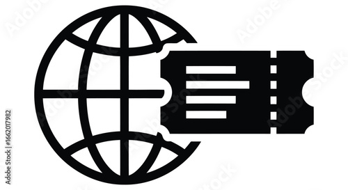 Global ticketing online service icon representing worldwide travel and event access via digital platforms vector