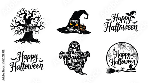 Halloween themed illustration: a collection of spooky illustrations that set the mood for a chilling halloween.