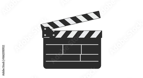 Isolated film slate with black and white stripes for cinema production or video editing process signaling scene initiation during shoots