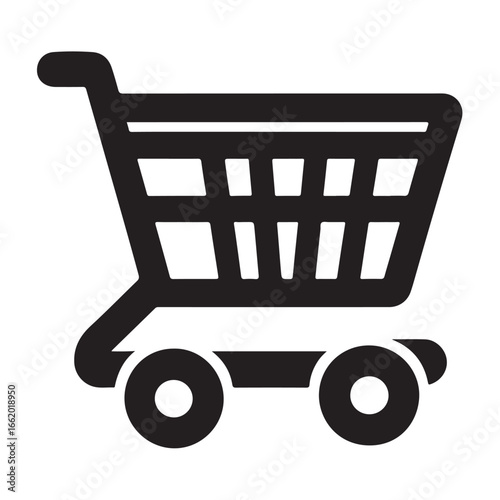 Black shopping cart silhouette for retail and commerce