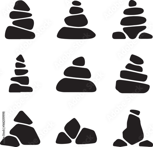 Stacked pebble cairns stacked stones balance