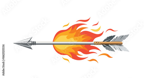 Flaming projectile soaring across the canvas, embodying speed, trajectory, and forceful motion, suggesting a relentless chase or competitive pursuit