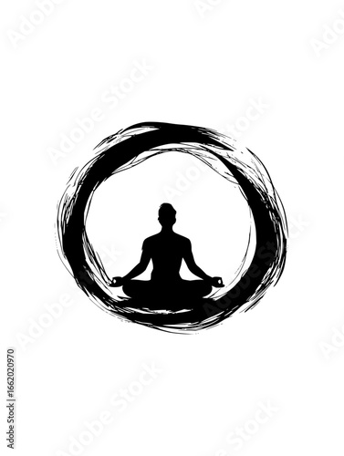 Silhouette of a person meditating in a lotus position  yoga chakra zen spiritual balance