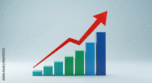 A vibrant graph showcases escalating success through rising bars accompanied by an upward arrow. Free Download A vibrant graph showcases escalating success through rising bars accompanied by an upward arrow. - GFXLoad