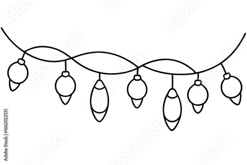 Christmas Fairy Lights Vector Pack Outline Style