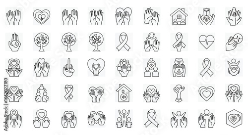Collection of fifty distinct abstract geometric icons and symbols for digital design and branding projects vector