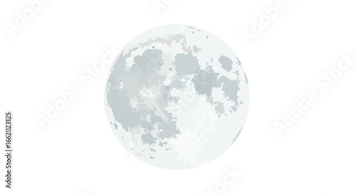 Detailed moon illustration on a clean white background evoking lunar mystery and cosmic wonder