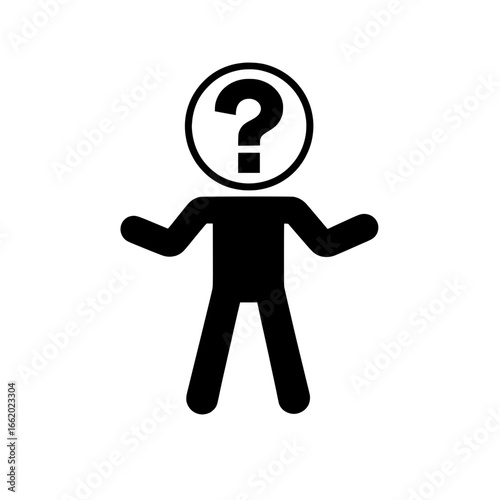 A simple illustration of a person with a question mark over their head. 