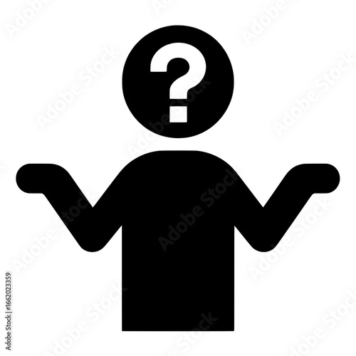 A simple illustration of a person with a question mark over their head. 