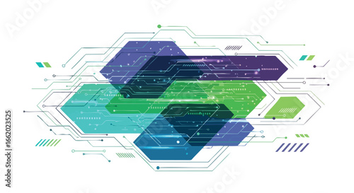 Hexagonal Network Connection: Futuristic technology illustration showcasing digital connectivity and advanced communication systems