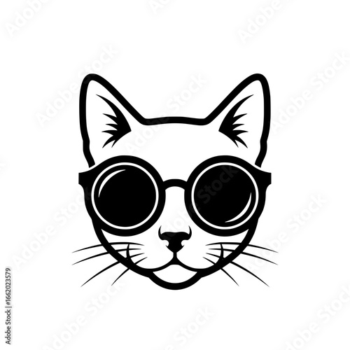 Stylish Cat with Round Sunglasses Illustration