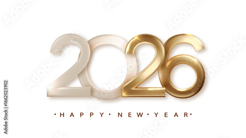 2026 realistic gold metal number for Happy new year design