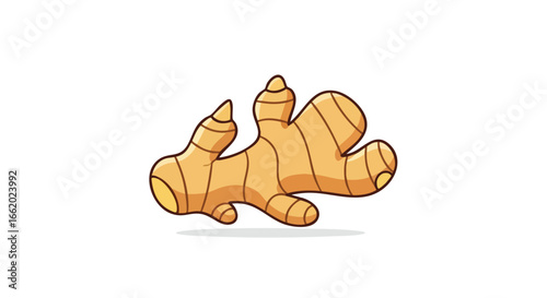 Whimsical ginger root illustration, cartoon style, perfect for culinary projects and health-focused designs adding a touch of freshness and vibrancy