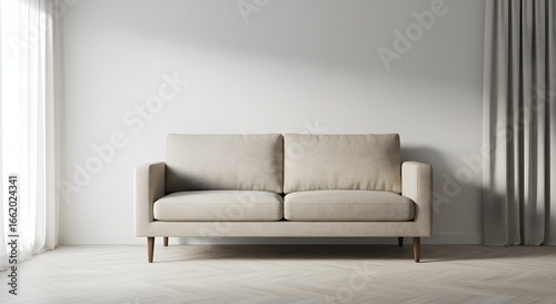 Minimalist Beige Sofa in Bright Interior