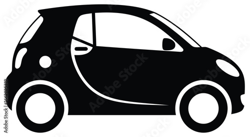 Modern compact city car silhouette side view for urban mobility and transportation concepts vector