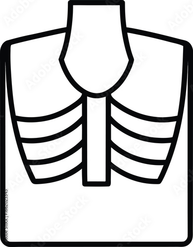 Chest X-Ray Film Flat Lay Radiology Scan on White Background Vector Illustration