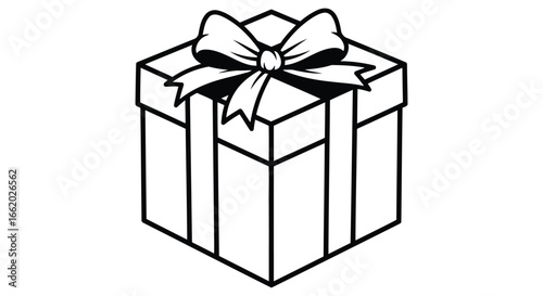 Stylized gift box with ribbon and bow in isometric view isolated graphic vector